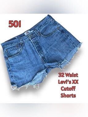 Levi’s Vintage 501 XX Jeans - Cut Off Shorts 32” Waist Button Fly Light Wash
